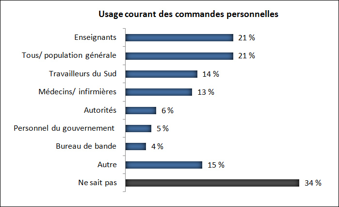 Personnes qui effectuent le plus souvent des commandes d'épicerie directes ou personnelles