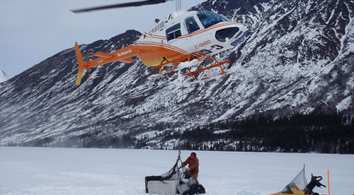 helicopter makes an important delivery to a remote northern community